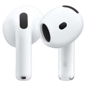 Apple AirPods 4 Wireless Earbuds, Bluetooth Headphones, Personalized Spatial Audio, Sweat and Water Resistant, USB-C Charging Case, H2 Chip, Up to 30 Hours of Battery Life, Effortless Setup For IPhone White