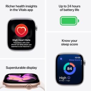 Apple Watch Series 11 GPS 46mm (International Version) Jet Black Aluminium Case, Black Sport Band - M/L - Image 5